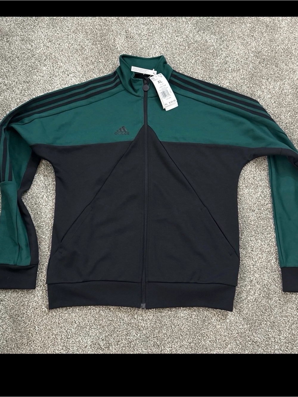 Adidas Track Jacket Green Black Full Zip Athletic Apparel Boys